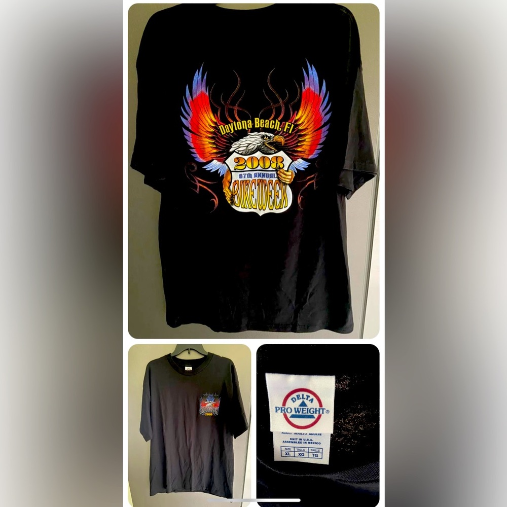 NWOT 2008 Daytona Beach Bike Week T-shirt 67th Annual Black Harley Size XL